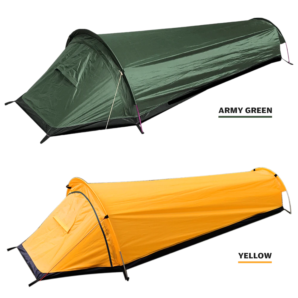 Cheap Goat Tents Ultralight Outdoor Camping Tent Single Person Camping Tent Waterproof Tent Aviation Aluminum Support Portable Sleeping Bag Tent   